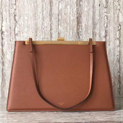 Celine  Leather Women Tote Bag,33CM - 셀린느 레더 여성용 토트백 ,90053-2,33CM,브라운