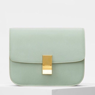 Celine Leather Classic Box Shoulder Bag,24CM - 셀린느 레더 클래식 박스 숄더백 ,11045-13,24CM,민트