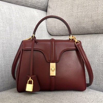 Celine 16 Leather Small Tote Shoulder Bag,23CM - 셀린느 16 레더 스몰 토트 숄더백 ,188003-2,23CM,와인