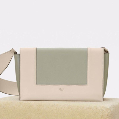 Celine Leather Frame Shoulder Bag,25CM - 셀린느 레더 프레임 여성용 숄더백 ,43343-7,25CM,크림+라이트그린