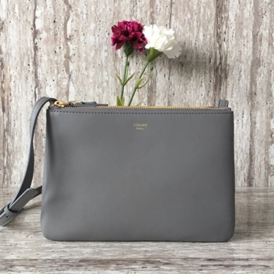 Celine Leather Trio Shoulder Bag,22/25CM - 셀린느 레더 트리오 여성용 숄더백 ,55420 / 55421 - 1,22/25CM,그레이