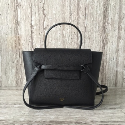 Celine Leather Mini Belt Shoulder Bag,20CM - 셀린느 레더 미니  벨트 숄더백 ,99970-14,20CM,블랙