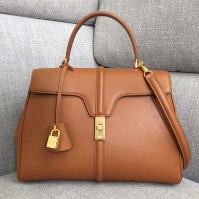 Celine 16 Leather Medium Tote Shoulder Bag,32CM - 셀린느 16 레더 미듐 토트 숄더백 ,187373-1,32CM,연브라운