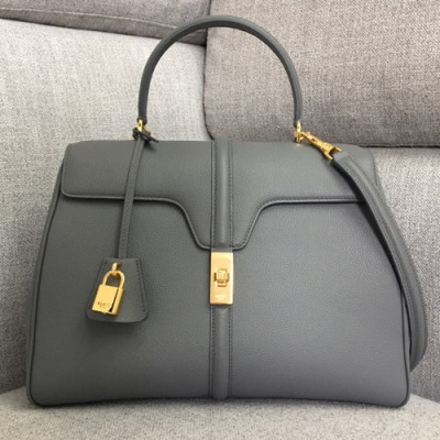 Celine 16 Leather Medium Tote Shoulder Bag,32CM - 셀린느 16 레더 미듐 토트 숄더백 ,187373-8,32CM,그레이