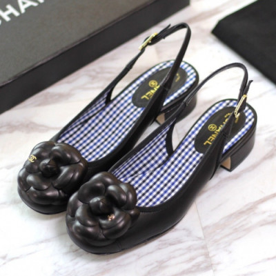 Chanel 2019 Women's Camelia CC Logo Slingback - 샤넬 여성 까멜리아 CC로고 슬링백 Cnl0139 x.Size(225 - 255).블랙