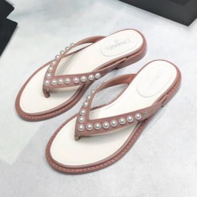 Chanel 2019 Women's CC Logo Embellished Pearl Leather Slipper - 샤넬 여성 CC로고 진주 장식 레더 슬리퍼 Cnl0357x.Size(220 - 250).인디언핑크