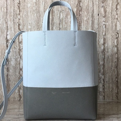 Celine Vertical Cabas Leather Tote Shoulder Bag,27CM - 셀린느 버티컬 카바스 레더 토트 숄더백 ,2204-7,27CM,스카이블루+그레이