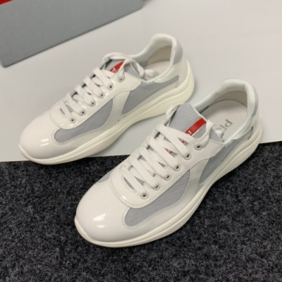 [커스텀급]Prada 2019 Mens Business Logo Leather Sneakers - 프라다 남성 비지니스 로고 레더 스니커즈 Pra0555x.Size(245 - 265).화이트