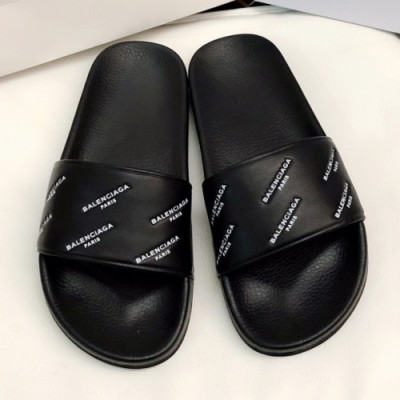 Balenciaga 2019 Mm/Wm Logo Leather Slipper - 발렌시아가 남자 로고 레더 샌들 Bal0156x.Size(225 - 275).블랙