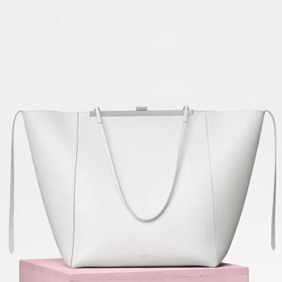 Celine Cabas Clasp Leather Tote Bag,30CM - 셀린느 카바스 클래스프 레더 토트백 ,90056-3,30CM,화이트