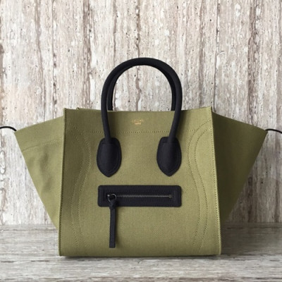 Celine Canvas Luggage Tote Bag,30CM - 셀린느 캔버스 러기지 토트백 ,9901-3,30CM,그린+블랙