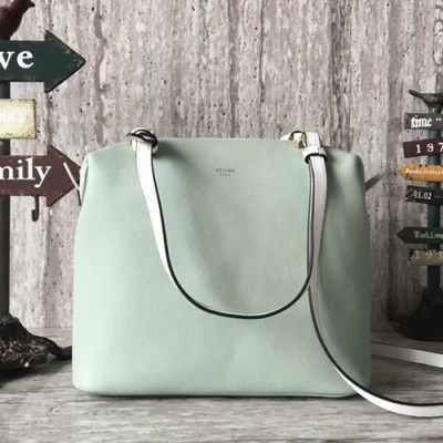 Celine Leather Tote Shoulder Bag,24CM - 셀린느 레더 토트 숄더백 ,90059-1,24CM,라이트그린