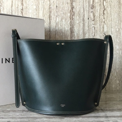 Celine Leather Bigbag Bucket Shoulder Bag,27CM - 셀린느 레더 빅백 버킷 숄더백 ,55423-3,27CM,다크그린