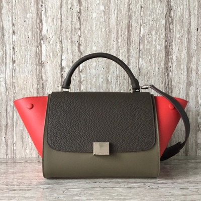 Celine Leather Tote Shoulder Bag,26CM - 셀린느 레더 토트 숄더백 ,18701-2,26CM,올리브(카키+레드)