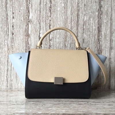 Celine Leather Tote Shoulder Bag,26CM - 셀린느 레더 토트 숄더백 ,18701-3,26CM,블랙(베이지+블루)