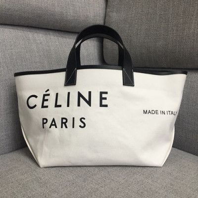 Celine Canvas Tote Shoulder Shopper Bag,30CM - 셀린느 캔버스 토트 숄더 쇼퍼백 ,83181-2,30CM,화이트+블랙