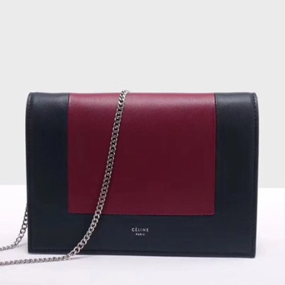 Celine Leather Frame WOC Chain Shoulder Bag,20CM - 셀린느 레더 프레임 WOC 체인 여성용 숄더백 ,CELB0017,21CM,와인