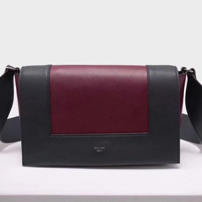 Celine Leather Frame Shoulder Bag,25CM - 셀린느 레더 프레임 여성용 숄더백 ,43343-27,25CM,다크네이비+와인