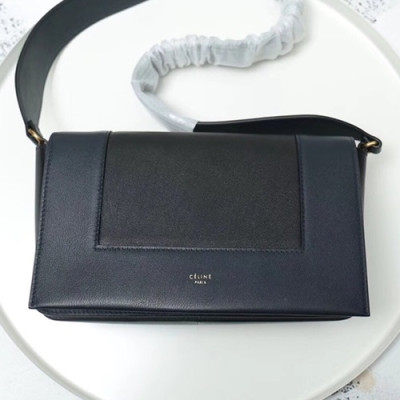 Celine Leather Frame Shoulder Bag,25CM - 셀린느 레더 프레임 여성용 숄더백 ,43343-29,25CM,블랙