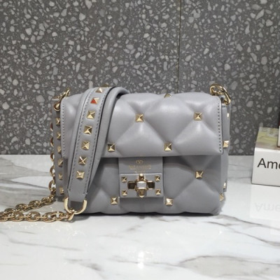 Valentino 2019 Leather Garavani CandyStud Mini Chain Shoudler Bag,17CM - 발렌티노 2019 레더 가라바니 캔디스터드 미니 체인 숄더백,0073-VTB0038,17CM,그레이