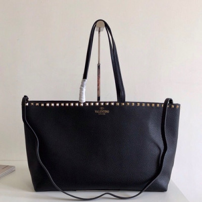 [수납력 GOOD ~] Valentino 2019 Leather Garavani Rockstud Tote Shoudler Shopper Bag,48CM - 발렌티노 2019 레더 가라바니 락스터드 토트 숄더 쇼퍼백,VTB0048,48CM,블랙