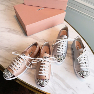 Miumiu 2019 Ladies Crystal Glitter Sneakers- 미우미우 여성 크리스탈 글리터 스니커즈 Miu0161x.Size(225- 250).2컬러(로즈골드/실버)