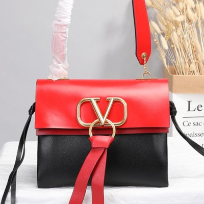 Valentino 2019 V-ring Leather Shoudler Bag,24CM - 발렌티노 2019 브이링 여성용 레더 숄더백 ,VTB0067,24CM,레드+블랙