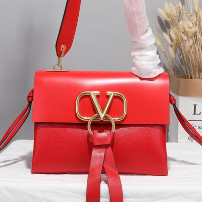 Valentino 2019 V-ring Leather Shoudler Bag,24CM - 발렌티노 2019 브이링 여성용 레더 숄더백 ,VTB0069,24CM,레드