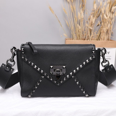 Valentino 2019 Leather Shoudler Bag,24CM - 발렌티노 2019 여성용 레더 숄더백 ,VTB0084,24CM,블랙