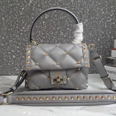 Valentino 2019 Leather Rockstud Spike Tote Shoudler Bag,25CM - 발렌티노 2019 레더 락스터드 스파이크 토트 숄더백,0033-VTB0115,25CM,그레이