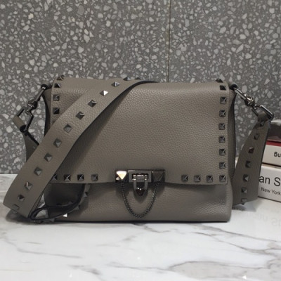 Valentino 2019 Leather Rockstud Shoudler Bag,23CM - 발렌티노 2019 레더 락스터드 숄더백,VTB0143,23CM,그레이