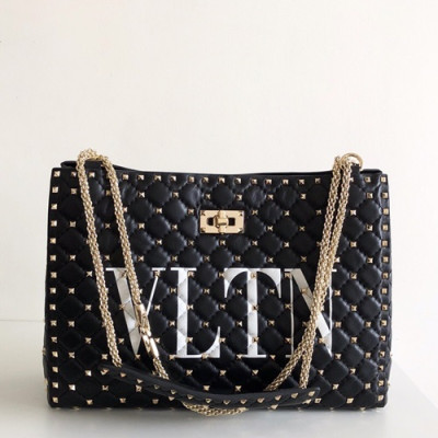 Valentino 2019 Leather Rockstud Chain Shoudler Bag,33CM - 발렌티노 2019 레더 락스터드 체인 숄더백,VTB0152,33CM,블랙