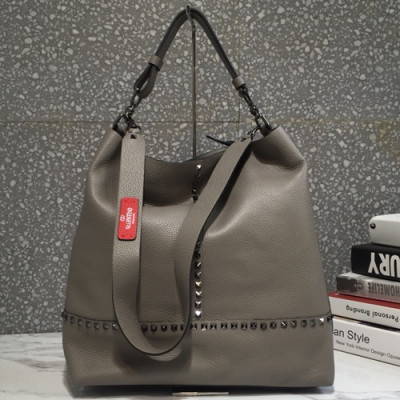 Valentino 2019 Leather Rockstud Tote Shoulder Bag,34CM - 발렌티노 2019 레더 락스터드 토트 숄더백,VTB0176,34CM,그레이