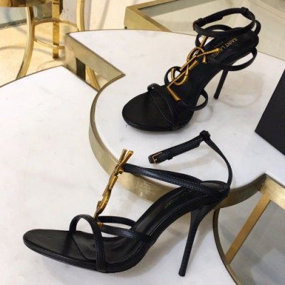 Saint Laurent 2019 Womens Metal Logo Strap High-heel Sandal - 입생로랑 여성 메탈로고 스트랩 하이힐 샌달 Ysl0051x.Size(220 - 255).블랙