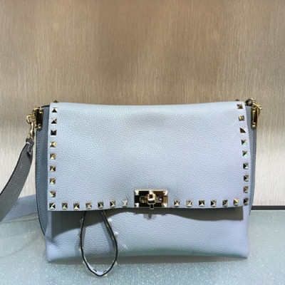 Valentino 2019 Leather Rockstud Shoudler Bag,28CM - 발렌티노 2019 레더 락스터드 숄더백,VTB0199,28CM,연블루