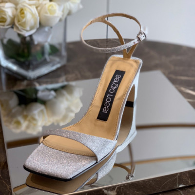 Sergio Rossi  2019 Ladies Gliiter Leather Sandal- 세르지오 로시 여성 글리터 레더 샌들 Ser003x.Size(225 - 250).실버