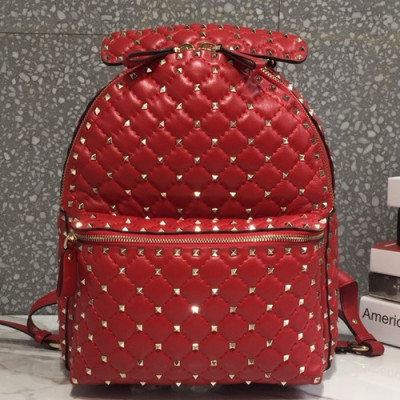 Valentino 2019 Leather Ruckstud Large Back Pack ,33CM - 발렌티노 2019 레더 락스터드 남여공용 라지 백팩,VTB0219,33CM,레드