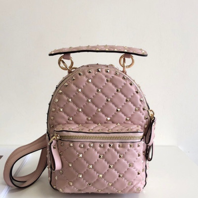 Valentino 2019 Leather Garavani Ruckstud Spike Mini Back Pack ,20.5CM - 발렌티노 2019 레더 가라바니 락스터드 스파이크 미니 백팩,VTB0226,20.5CM,핑크