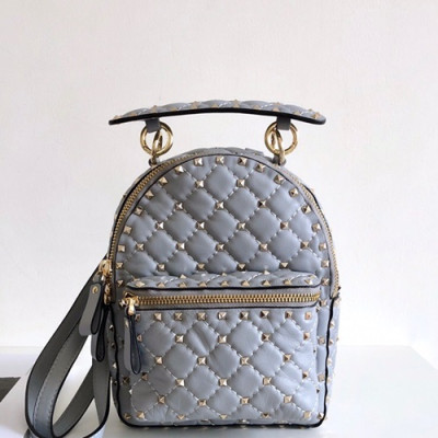 Valentino 2019 Leather Garavani Ruckstud Spike Mini Back Pack ,20.5CM - 발렌티노 2019 레더 가라바니 락스터드 스파이크 미니 백팩,VTB0227,20.5CM,블루그레이