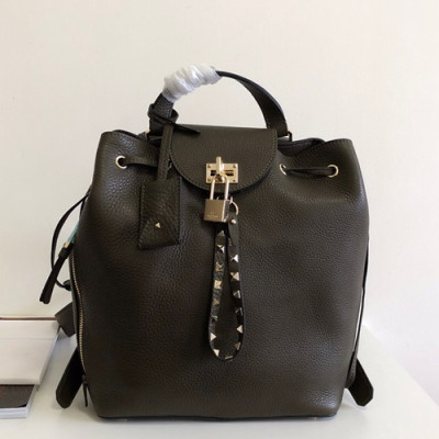 Valentino 2019 Leather Ruckstud Twiny Back Pack ,26CM - 발렌티노 2019 레더 락스터드 트위니 백팩,VTB0233,26CM,다크올리브