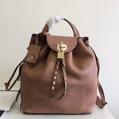 Valentino 2019 Leather Ruckstud Twiny Back Pack ,26CM - 발렌티노 2019 레더 락스터드 트위니 백팩,VTB0234,26CM,브라운