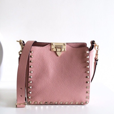 [매력만점 ❤❤]Valentino 2019 Leather Rockstud Spike Shoudler Bag,20CM - 발렌티노 2019 레더 락스터드 스파이크 숄더백,VTB0237,20CM,핑크