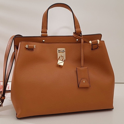 Valentino 2019 Leather Garavani Joykock Tote Shoudler Bag,34CM - 발렌티노 2019 레더 가라바니 조이락 토트 숄더백,VTB0291,34CM,오렌지카라멜