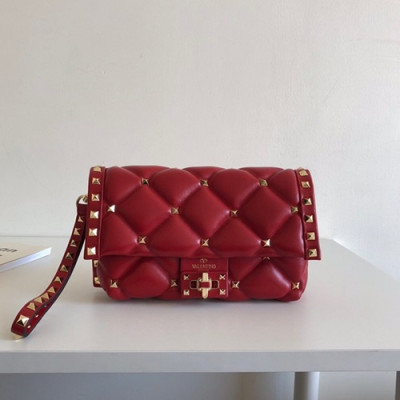 Valentino 2019 Rockstud Leather Mini Clutch Bag,22cm - 발렌티노 2019 락스터드 레더 여성용 미니 클러치백,VTB0338,22cm,레드