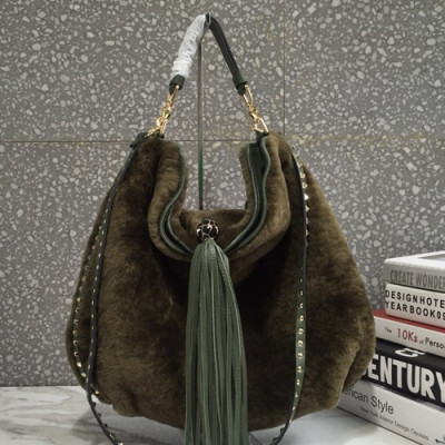 Valentino 2019 Fur & Leather Tote Shoudler Cross Bag,36CM - 발렌티노 2019 퍼 & 레더 토트 숄더 크로스백,VTB0363,36CM,올리브