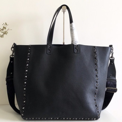 Valentino 2019 Leather Reversible Tote Shoulder Shopper Bag,36CM - 발렌티노 2019 레더 리버시블 토트 숄더 쇼퍼백,VTB0388,36CM,블랙