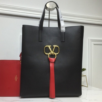 Valentino 2019 V-ring Tote Shopper Bag,34CM - 발렌티노 2019 브이링 여성용 토트 쇼퍼백 ,VTB0421,34CM,블랙