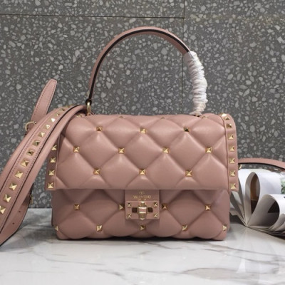 Valentino 2019 Leather Ruckstud Tote Shoudler Bag,23CM - 발렌티노 2019 레더 락스터드 토트 숄더백,0055-VTB0438,23CM,핑크