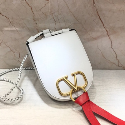 Valentino 2019 Garavani V-ring Leather Mini Shoudler Cross Bag,17CM - 발렌티노 2019 가라바니 브이링 여성용 레더 미니 숄더 크로스백 ,VTB0453,17CM,화이트