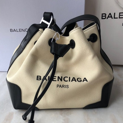 Balenciaga 2019 Canvas & Leather Bucket Shoulder Cross Bag,25CM - 발렌시아가 2019 캔버스&레더 버킷 숄더 크로스백,BGB0039,25CM,베이지+블랙